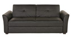 Lorenzo - 3 Seater Leather Effect - Sofa Bed with Storage - Blk